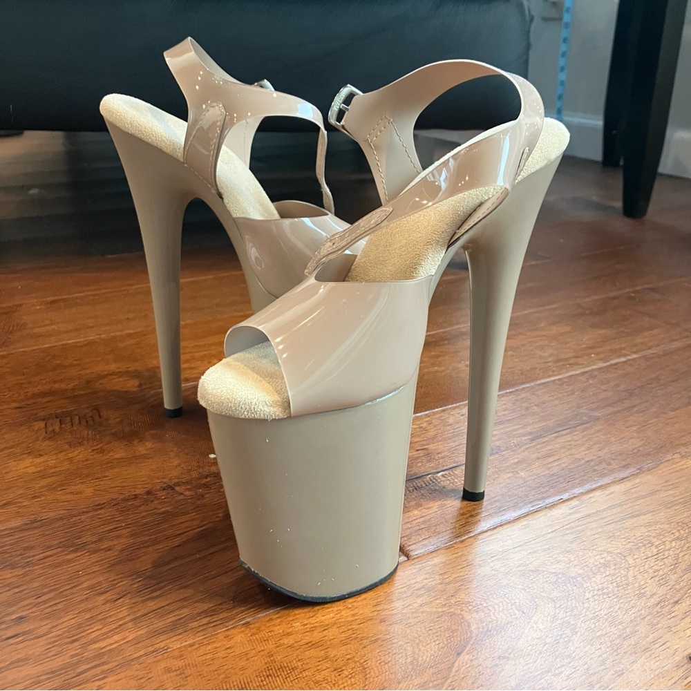 Pleaser Flamingo-808N Jelly 8 Inch heels in nude